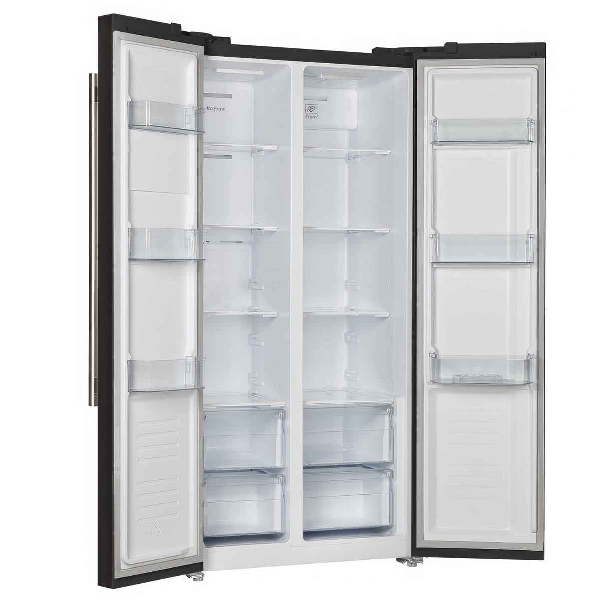 FORNO Espresso Salerno 33" 15.6 cu. ft. Refrigerator in Black with Antique Brass Handles, FFRBI1805-33BLK