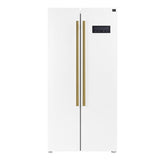 FORNO Espresso Package - 30" Electric Range, Range Hood and Refrigerator in White with Antique Brass Handles