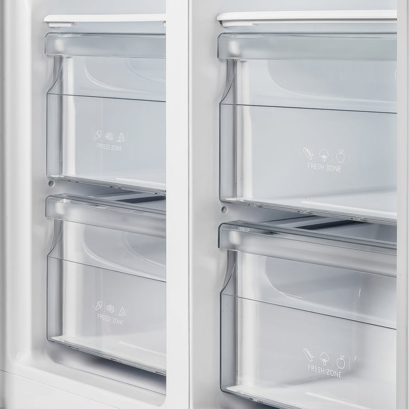 FORNO Salerno 37" 15.6 cu. ft. Side-by-Side Built-In Refrigerator in Stainless Steel and Modern Trim Kit, FFRBI1805-37MG