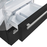 FORNO Espresso Moena 36" 19.2 cu. ft. Refrigerator with Ice Maker in Black with Silver Handles, FFRBI1820-36BLK