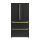 FORNO Espresso Package - 30" Electric Range and Refrigerator in Black with Antique Brass Handles