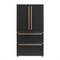 FORNO Espresso Package - 30" Electric Range, Range Hood, Refrigerator and Dishwasher in Black with Antique Brass Handles