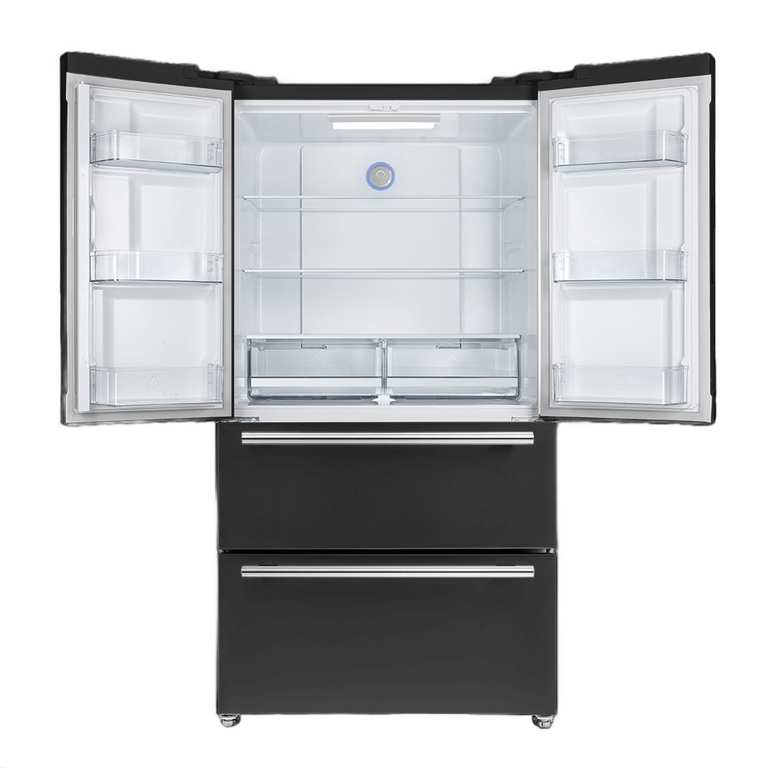 FORNO Espresso Package - 30" Electric Range and Refrigerator in Black with Silver Handles