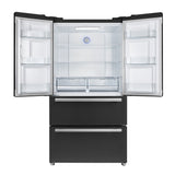 FORNO Espresso Moena 36" 19.2 cu. ft. Refrigerator with Ice Maker in Black with Silver Handles, FFRBI1820-36BLK