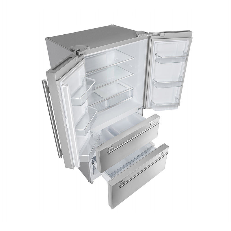 FORNO Moena 36" 19.2 cu. ft. French Door Built-In Refrigerator in Stainless Steel with Ice Maker, FFRBI1820-36SB