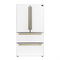 FORNO Espresso Package - 30" Electric Range and Refrigerator in White with Antique Brass Handles