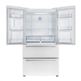 FORNO Espresso Moena 36" 19.2 cu. ft. Refrigerator with Ice Maker in White with Silver Handles, FFRBI1820-36WHT