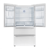 FORNO Espresso Package - 30" Electric Range, Range Hood and Refrigerator in White with Silver Handles