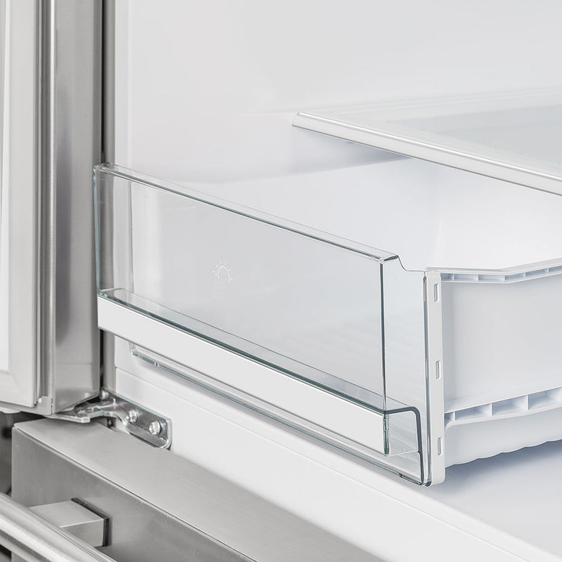 FORNO Moena 40" 19.2 cu. ft. French Door Built-In Refrigerator in Stainless Steel with Ice Maker and Modern Trim Kit, FFRBI1820-40MG