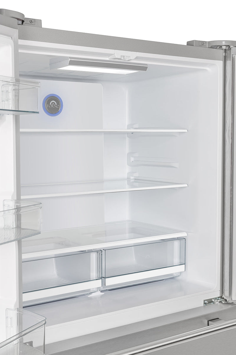 FORNO Moena 40" 19.2 cu. ft. French Door Built-In Refrigerator in Stainless Steel with Ice Maker and Modern Trim Kit, FFRBI1820-40MG