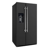 FORNO Espresso Salerno 36" 20 cu. ft. Side-By-Side Refrigerator with Water and Ice Dispenser in Black with Silver Handles