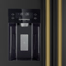 FORNO Espresso Salerno 36" 20 cu. ft. Side-By-Side Refrigerator with Water and Ice Dispenser in Black with Antique Brass Handles