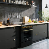 FORNO Paolo 30" 4.38 cu. ft. Freestanding Electric Range in Black with Antique Brass Handles, FFSEL6011-30BLK