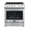 FORNO Espresso Package - 30" Electric Range, Refrigerator and Dishwasher in Stainless Steel with Silver Handles