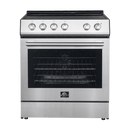 FORNO Espresso Package - 30" Electric Range and Range Hood in Stainless Steel with Silver Handles, FBDL-002-01US