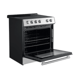 FORNO Espresso Package - 30" Electric Range, Range Hood and Dishwasher in Stainless Steel with Silver Handles
