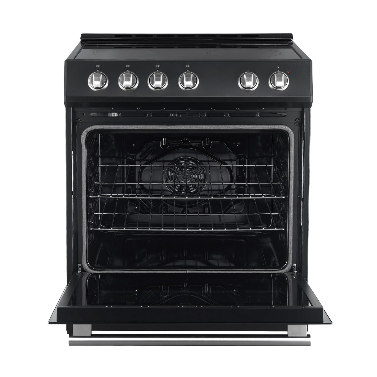 FORNO Espresso Leonardo 30" 5 cu. ft. Electric Range in Black with Silver Handles, FFSEL6012-30BLK