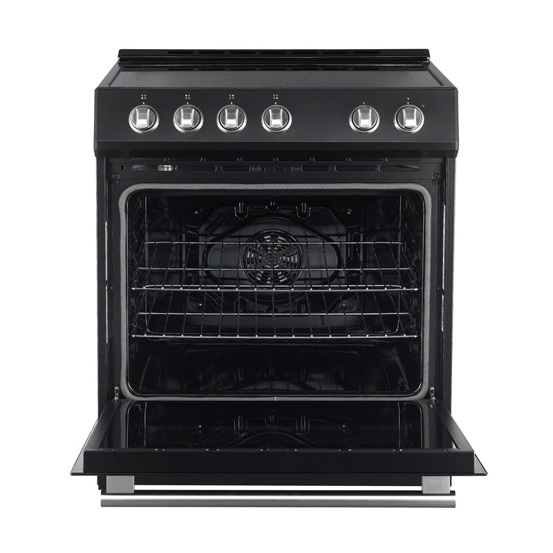 FORNO Espresso Leonardo 30" 5 cu. ft. Electric Range in Black with Silver Handles, FFSEL6012-30BLK