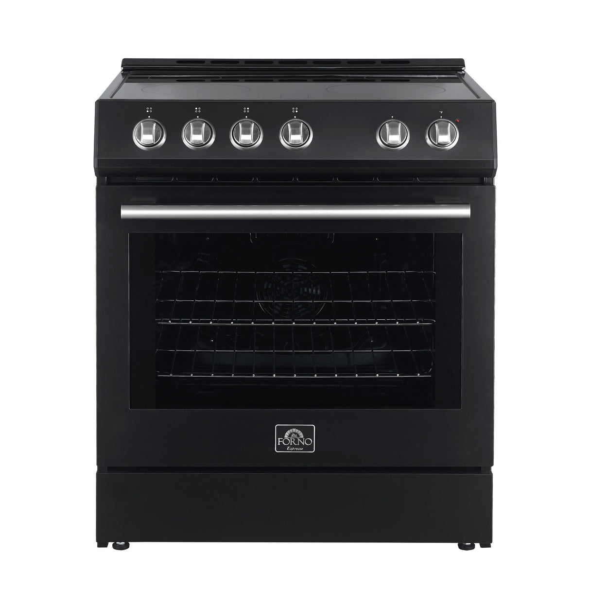 FORNO Espresso Leonardo 30" 5 cu. ft. Electric Range in Black with Silver Handles, FFSEL6012-30BLK