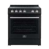 FORNO Espresso Leonardo 30" 5 cu. ft. Electric Range in Black with Silver Handles, FFSEL6012-30BLK
