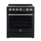 FORNO Espresso Leonardo 30" 5 cu. ft. Electric Range in Black with Silver Handles, FFSEL6012-30BLK