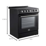 FORNO Espresso Leonardo 30" 5 cu. ft. Electric Range in Black with Antique Brass Handles, FFSEL6012-30BLK
