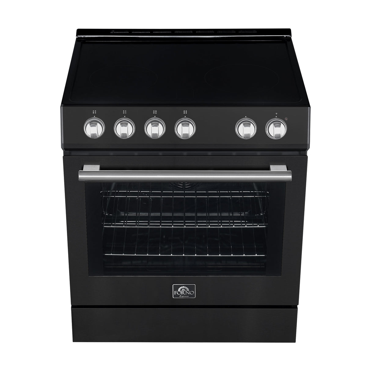 FORNO Espresso Leonardo 30" 5 cu. ft. Electric Range in Black with Silver Handles, FFSEL6012-30BLK