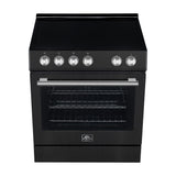 FORNO Espresso Leonardo 30" 5 cu. ft. Electric Range in Black with Silver Handles, FFSEL6012-30BLK
