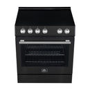 FORNO Espresso Leonardo 30" 5 cu. ft. Electric Range in Black with Silver Handles, FFSEL6012-30BLK