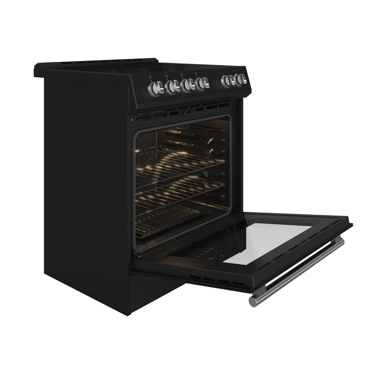 FORNO Espresso Leonardo 30" 5 cu. ft. Electric Range in Black with Silver Handles, FFSEL6012-30BLK