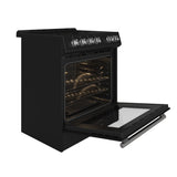 FORNO Espresso Leonardo 30" 5 cu. ft. Electric Range in Black with Silver Handles, FFSEL6012-30BLK