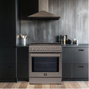 FORNO Espresso Leonardo 30" 5 cu. ft. Electric Range in Stainless Steel with Silver Handles, FFSEL6012-30