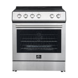 FORNO Espresso Leonardo 30" 5 cu. ft. Electric Range in Stainless Steel with Silver Handles, FFSEL6012-30