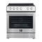 FORNO Espresso Leonardo 30" 5 cu. ft. Electric Range in Stainless Steel with Silver Handles, FFSEL6012-30