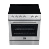 FORNO Espresso Leonardo 30" 5 cu. ft. Electric Range in Stainless Steel with Silver Handles, FFSEL6012-30