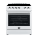 FORNO Espresso Package - 30" Electric Range, Range Hood, Refrigerator and Dishwasher in White with Silver Handles
