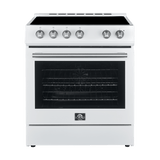 FORNO Espresso Package - 30" Electric Range and Refrigerator in White with Silver Handles