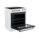 FORNO Espresso Package - 30" Electric Range and Range Hood in White with Antique Brass Handles, FBDL-002-03US