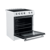 FORNO Espresso Package - 30" Electric Range and Refrigerator in White with Silver Handles