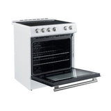 FORNO Espresso Leonardo 30" 5 cu. ft. Electric Range in White with Silver Handles, FFSEL6012-30WHT