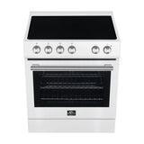 FORNO Espresso Leonardo 30" 5 cu. ft. Electric Range in White with Silver Handles, FFSEL6012-30WHT