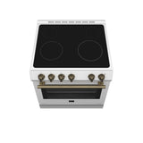 FORNO Espresso Leonardo 30" 5 cu. ft. Electric Range in White with Antique Brass Handles, FFSEL6012-30WHT