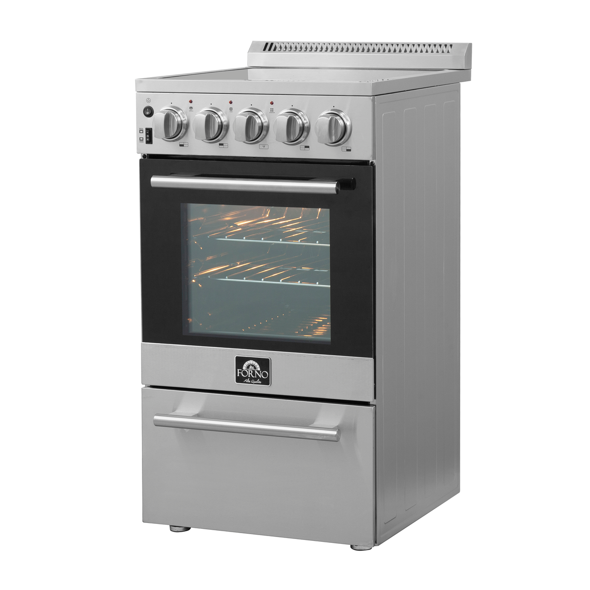 FORNO Pallerno 20" 2.05 cu.ft. Freestanding Electric Range with 4 Elements in Stainless Steel, FFSEL6052-20