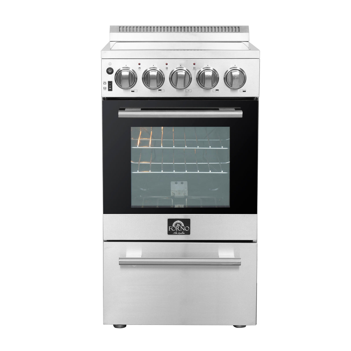 FORNO Pallerno 20" 2.05 cu.ft. Freestanding Electric Range with 4 Elements in Stainless Steel, FFSEL6052-20