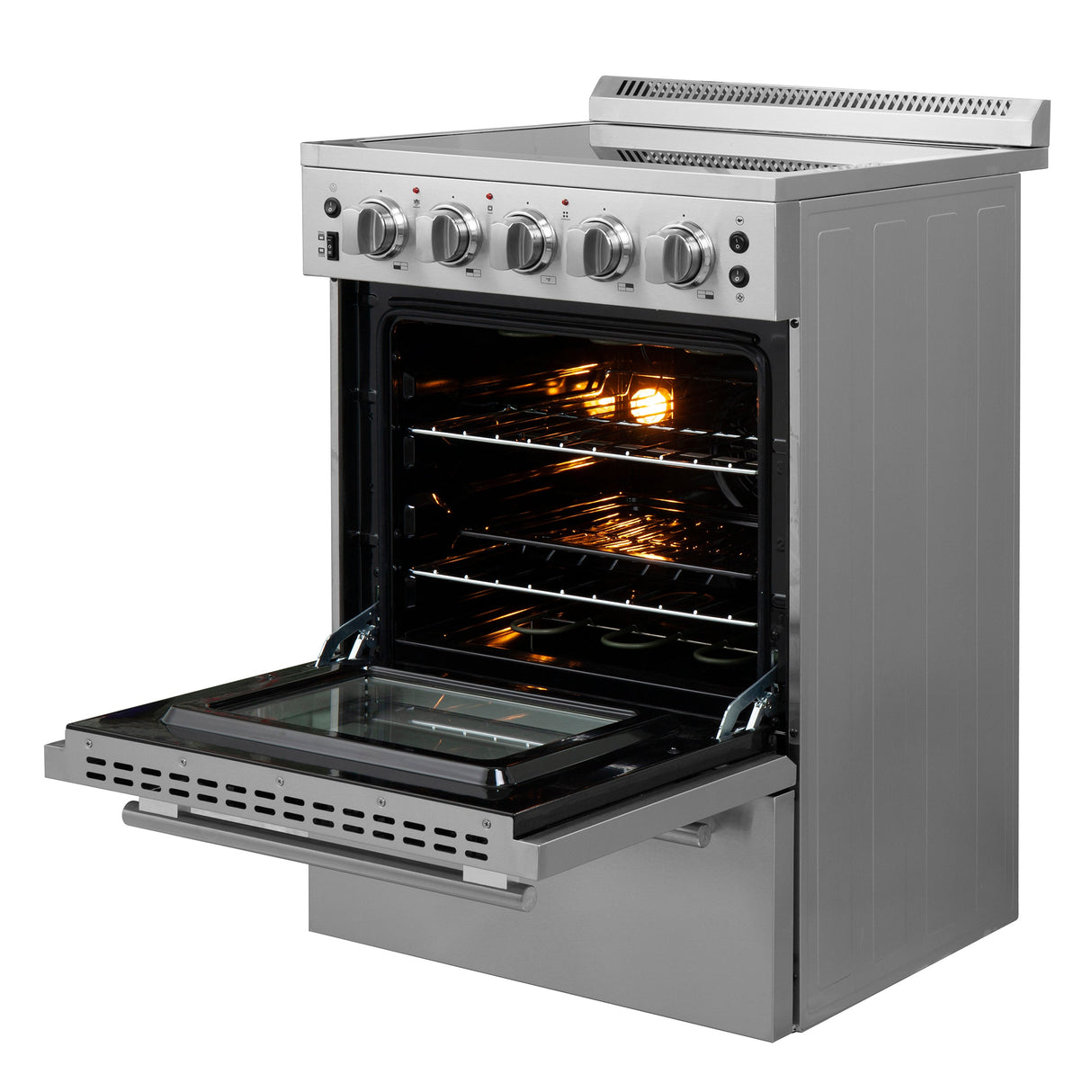 FORNO Loiano 24" 2.3 cu. ft. Freestanding Electric Range with 4 Element Burners in Stainless Steel, FFSEL6069-24