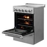 FORNO Loiano 24" 2.3 cu. ft. Freestanding Electric Range with 4 Element Burners in Stainless Steel, FFSEL6069-24