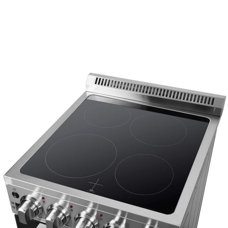 FORNO Loiano 24" 2.3 cu. ft. Freestanding Electric Range with 4 Element Burners in Stainless Steel, FFSEL6069-24