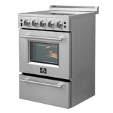 FORNO Loiano 24" 2.3 cu. ft. Freestanding Electric Range with 4 Element Burners in Stainless Steel, FFSEL6069-24