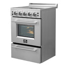 FORNO Loiano 24" 2.3 cu. ft. Freestanding Electric Range with 4 Element Burners in Stainless Steel, FFSEL6069-24
