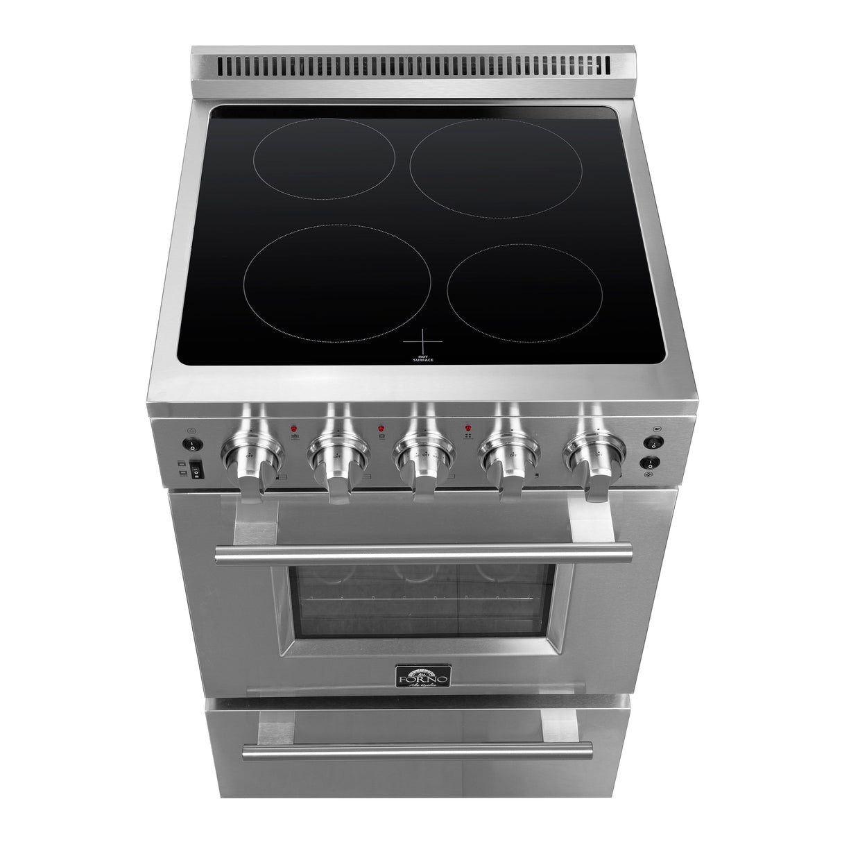 FORNO Loiano 24" 2.3 cu. ft. Freestanding Electric Range with 4 Element Burners in Stainless Steel, FFSEL6069-24
